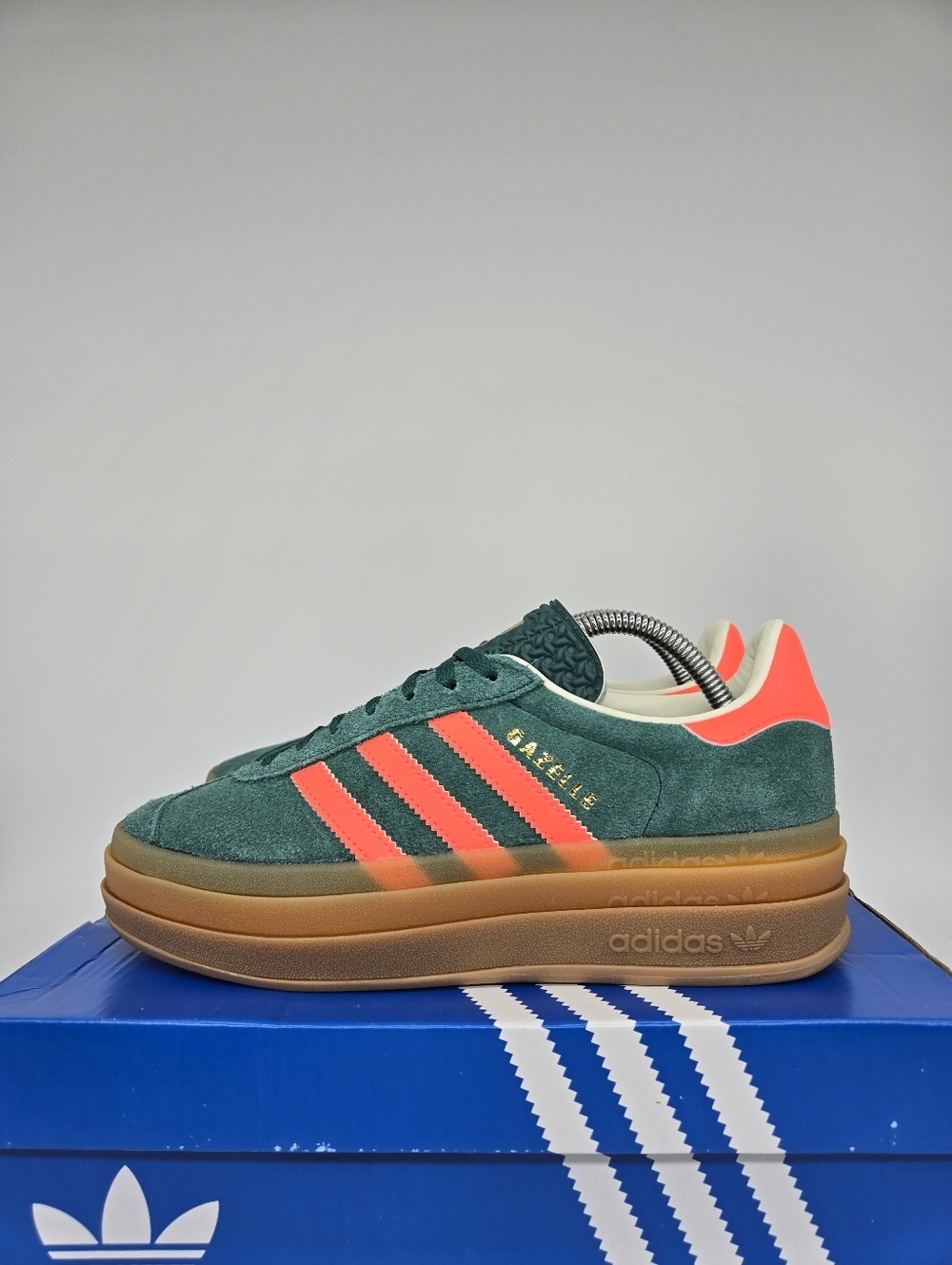 Adidas Gazelle Bold JQ7408 Collegiate Green Signal Coral Girls Shoes Size 6.5